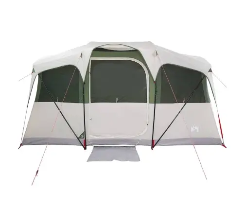 Ģimenes Telts Ar Logiem Kupolā Zaļā Krāsā 10 Personām Ūdensizturīga Vidaxl