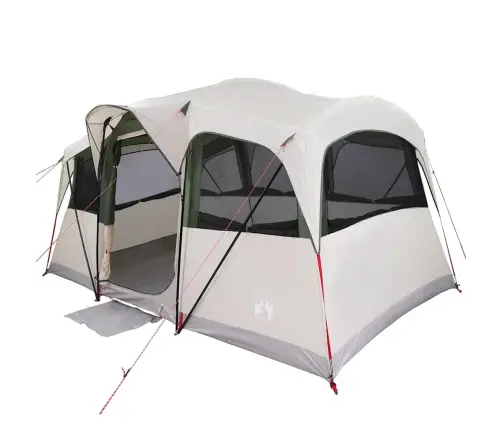 Ģimenes Telts Ar Logiem Kupolā Zaļā Krāsā 10 Personām Ūdensizturīga Vidaxl