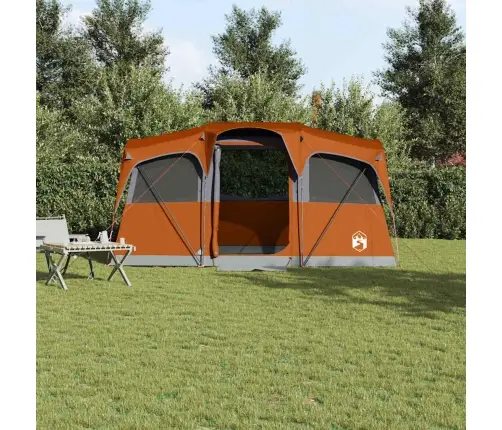 Ģimenes Telts Ar Logiem Kupolā Pelēkā Un Apelsīnu Krāsā, 10 Cilvēku Ūdensizturīga Vidaxl