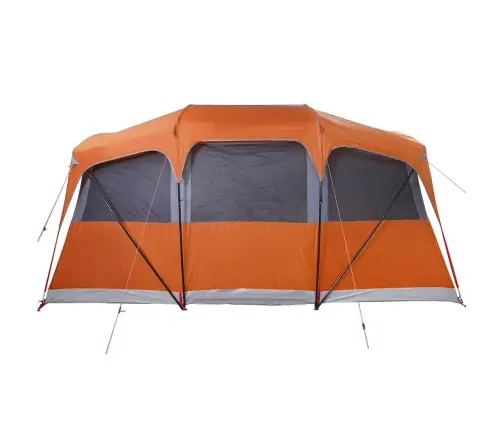 Ģimenes Telts Ar Logiem Kupolā Pelēkā Un Apelsīnu Krāsā, 10 Cilvēku Ūdensizturīga Vidaxl