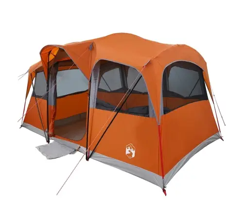 Ģimenes Telts Ar Logiem Kupolā Pelēkā Un Apelsīnu Krāsā, 10 Cilvēku Ūdensizturīga Vidaxl