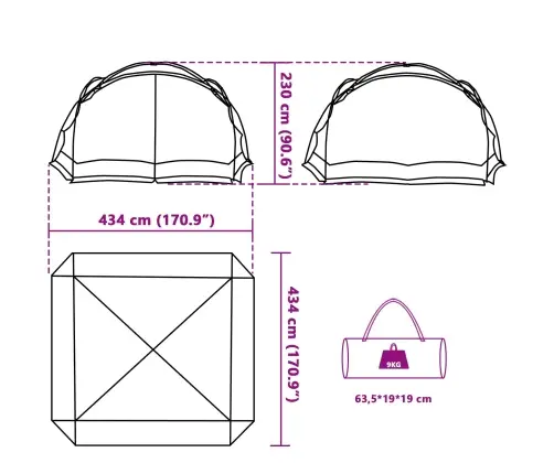 Palapinė-Tinklelis Nuo Uodų Azurine Mėlyna 434 X 434 X 230 Cm