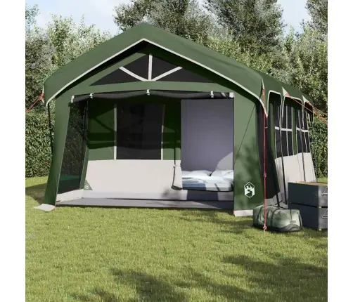 Kempinga Telts Ar Logiem Zaļā 10 Cilvēku Ūdensnecaurlaidīga Vidaxl