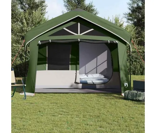 Kempinga Telts Ar Logiem Zaļā 10 Cilvēku Ūdensnecaurlaidīga Vidaxl