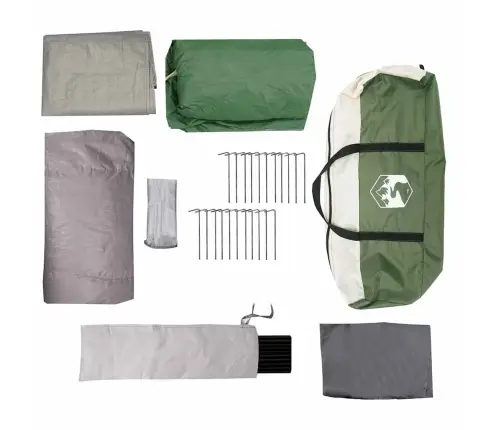 Kempinga Telts Ar Logiem Zaļā 10 Cilvēku Ūdensnecaurlaidīga Vidaxl