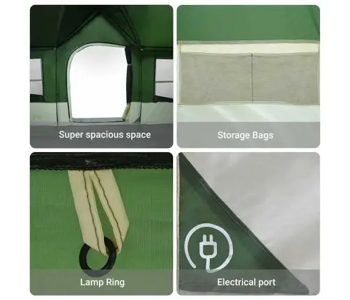 Peretelk Roheline Ja Beež 622 X 295 X 238 Cm Polüester Ja Teras