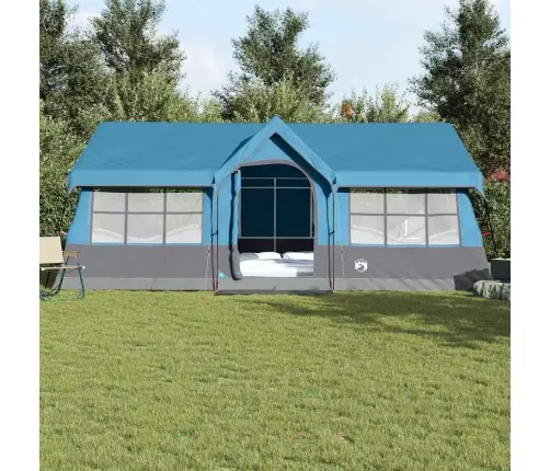 Kempinga Telts Ar Logiem Zila 12 Cilvēku Ūdensizturīga Vidaxl