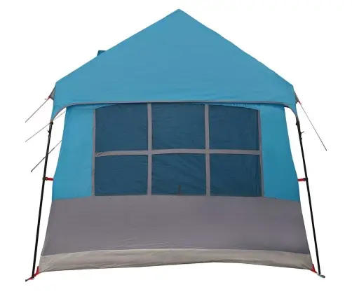 Kempinga Telts Ar Logiem Zila 12 Cilvēku Ūdensizturīga Vidaxl