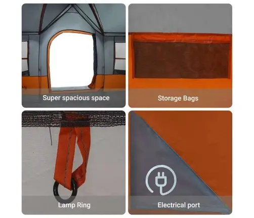 Palapinės Pilka Ir Oranžinė 622 X 295 X 238 Cm Poliesteris