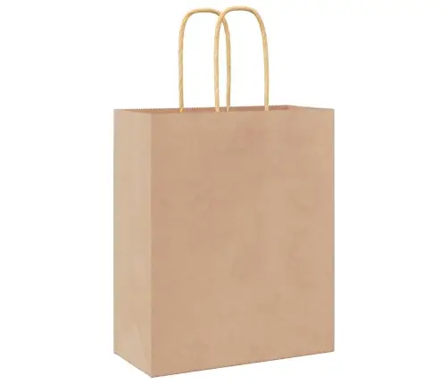 Paberkotid, 50 Tk, Käepidemetega, Pruun, 18X8X22 Cm