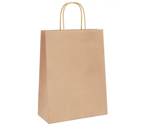 Popieriniai Maišeliai, 50Vnt., Su Rankenomis, Rudos, 26X12X35Cm