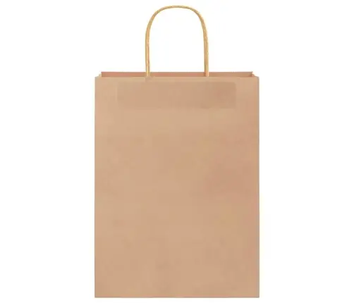 Popieriniai Maišeliai, 50Vnt., Su Rankenomis, Rudos, 26X12X35Cm