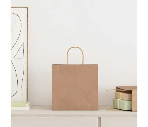 Papīra Maisiņi 50 Gab. Ar Rokturiem, Brūni, 26X17X25 Cm Vidaxl