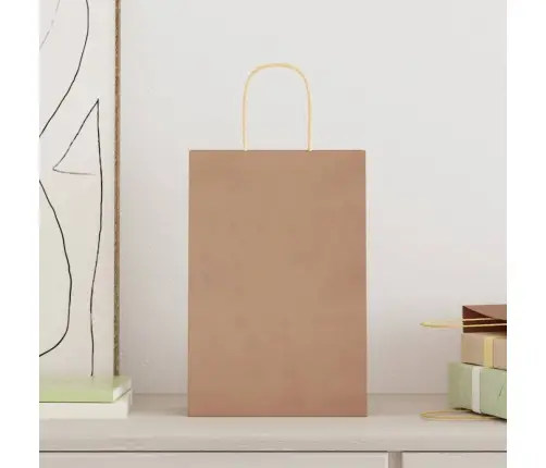 Popieriniai Maišeliai 250Vnt., Su Rankenomis, Rudos, 21X11X31Cm