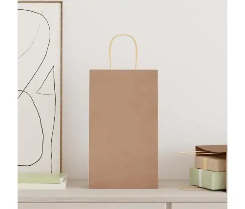 Popieriniai Maišeliai 250Vnt., Su Rankenomis, Rudos, 21X11X36Cm