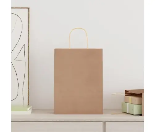 Popieriniai Maišeliai 250Vnt., Su Rankenomis, Rudos, 26X12X35Cm