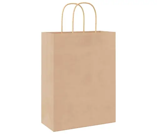 Popieriniai Maišeliai 250Vnt., Su Rankenomis, Rudos, 26X12X35Cm