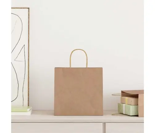 Popieriniai Maišeliai 250Vnt., Su Rankenomis, Rudos, 26X17X25Cm