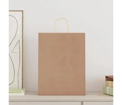 Popieriniai Maišeliai 250Vnt., Su Rankenomis, Rudos, 32X12X42Cm