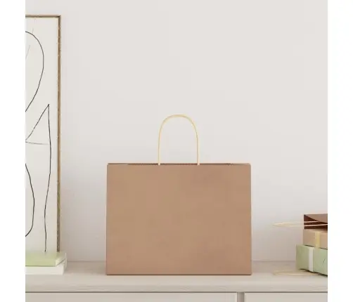 Papīra Maisiņi 250 Gab. Ar Rokturiem, Brūni, 32X17X25 Cm Vidaxl