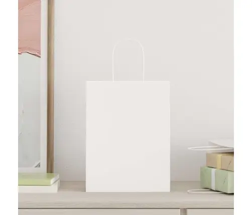 Paberkotid, 50 Tk, Käepidemetega, Valge, 21X11X28 Cm