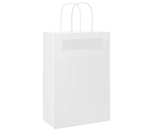 Papīra Maisiņi 50 Gab. Ar Rokturiem, Balti, 21X11X31 Cm Vidaxl