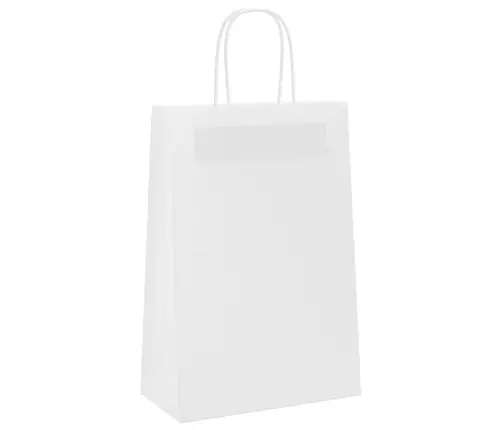 Papīra Maisiņi 50 Gab. Ar Rokturiem, Balti, 21X11X31 Cm Vidaxl