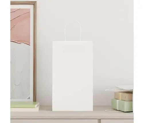 Papīra Maisiņi 50 Gab. Ar Rokturiem, Balti, 21X11X36 Cm Vidaxl