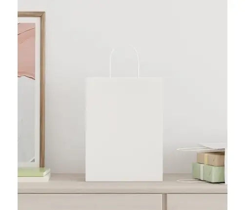 Paberkotid, 50 Tk, Käepidemetega, Valge, 26X12X35 Cm