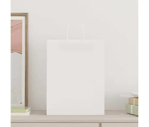 Paberkotid, 50 Tk, Käepidemetega, Valge, 32X12X42 Cm