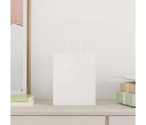 Paberkotid, 250 Tk, Käepidemetega, Valge, 18X8X22 Cm