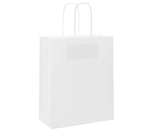 Paberkotid, 250 Tk, Käepidemetega, Valge, 18X8X22 Cm