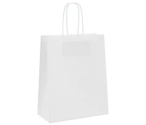 Paberkotid, 250 Tk, Käepidemetega, Valge, 18X8X22 Cm