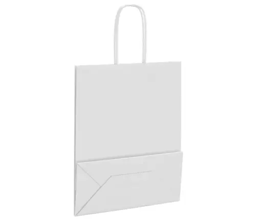 Paberkotid, 250 Tk, Käepidemetega, Valge, 18X8X22 Cm