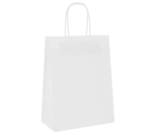 Popieriniai Maišeliai 250Vnt. Su Rankenomis, Baltas, 21X11X28Cm