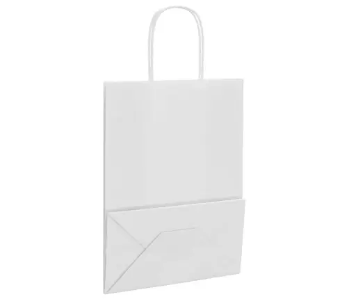 Popieriniai Maišeliai 250Vnt. Su Rankenomis, Baltas, 21X11X28Cm