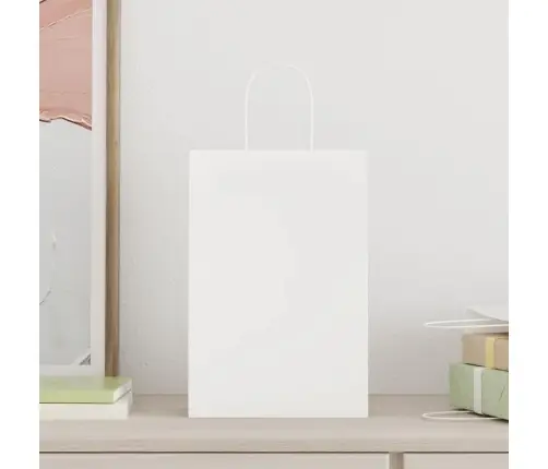 Papīra Maisiņi 250 Gab. Ar Rokturiem, Balti, 21X11X31 Cm Vidaxl