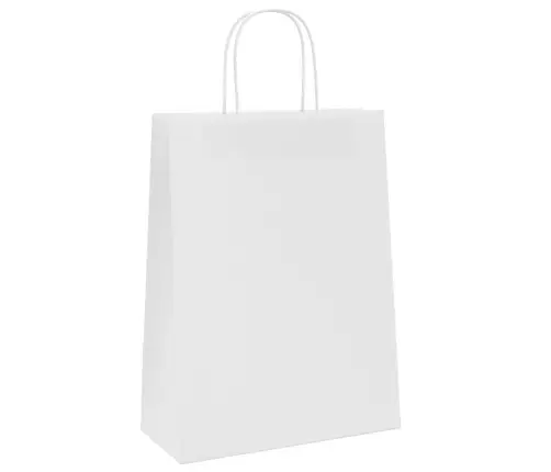 Papīra Maisiņi 250 Gab. Ar Rokturiem, Balti, 26X12X35 Cm Vidaxl