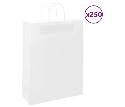Paberkotid, 250 Tk, Käepidemetega, Valge, 32X12X42 Cm