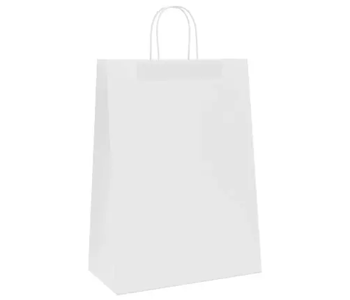 Papīra Maisiņi 250 Gab. Ar Rokturiem, Balti, 32X17X44 Cm Vidaxl