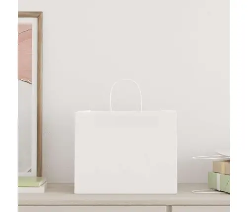 Papīra Maisiņi 250 Gab. Ar Rokturiem, Balti, 32X22X24 Cm Vidaxl