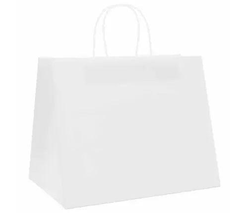 Papīra Maisiņi 250 Gab. Ar Rokturiem, Balti, 32X22X24 Cm Vidaxl