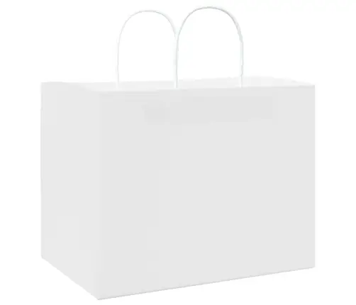 Papīra Maisiņi 250 Gab. Ar Rokturiem, Balti, 32X22X24 Cm Vidaxl