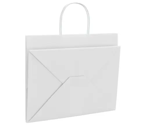 Papīra Maisiņi 250 Gab. Ar Rokturiem, Balti, 32X22X24 Cm Vidaxl