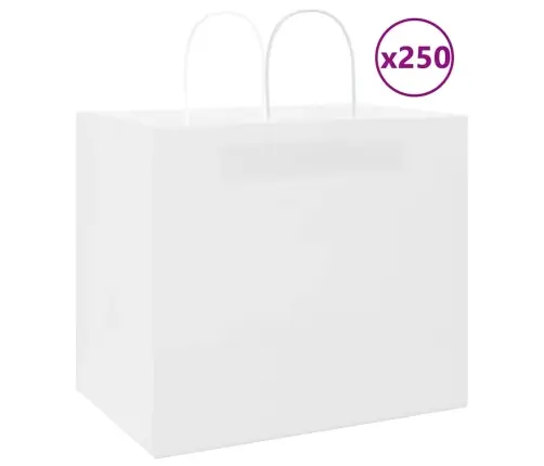 Papīra Maisiņi 250 Gab. Ar Rokturiem, Balti, 32X22X28 Cm Vidaxl