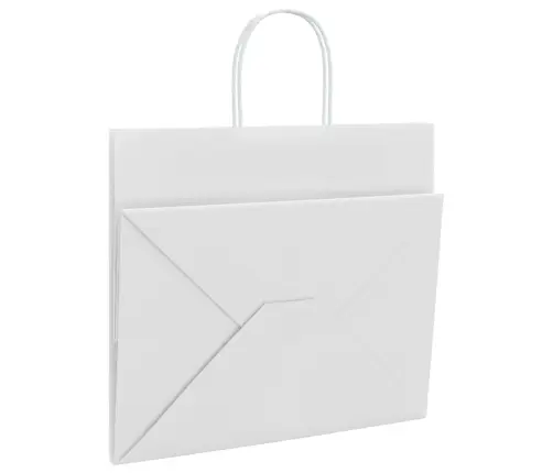 Papīra Maisiņi 250 Gab. Ar Rokturiem, Balti, 32X22X28 Cm Vidaxl