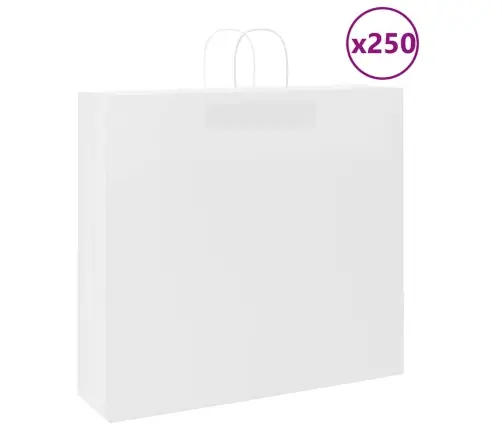 Popieriniai Maišeliai 250Vnt. Su Rankenomis, Baltas, 54X15X49Cm