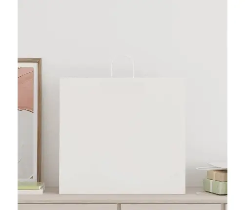 Popieriniai Maišeliai 250Vnt. Su Rankenomis, Baltas, 54X15X49Cm