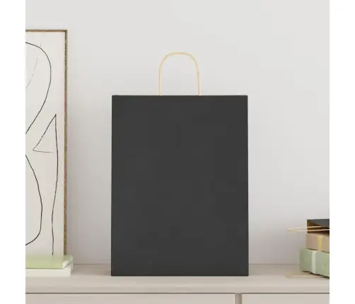 Papīra Maisiņi 250 Gab. Ar Rokturiem, Melni, 32X12X42 Cm Vidaxl