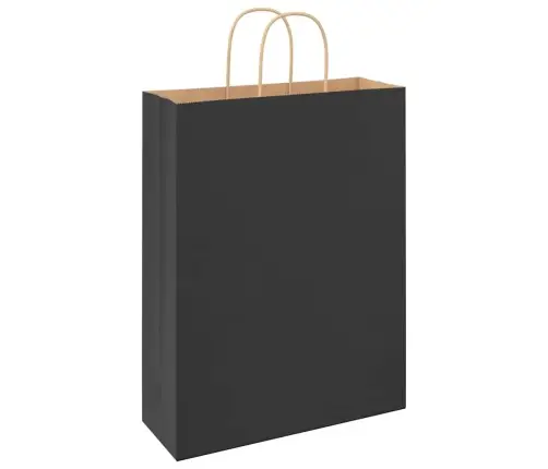 Papīra Maisiņi 250 Gab. Ar Rokturiem, Melni, 32X12X42 Cm Vidaxl